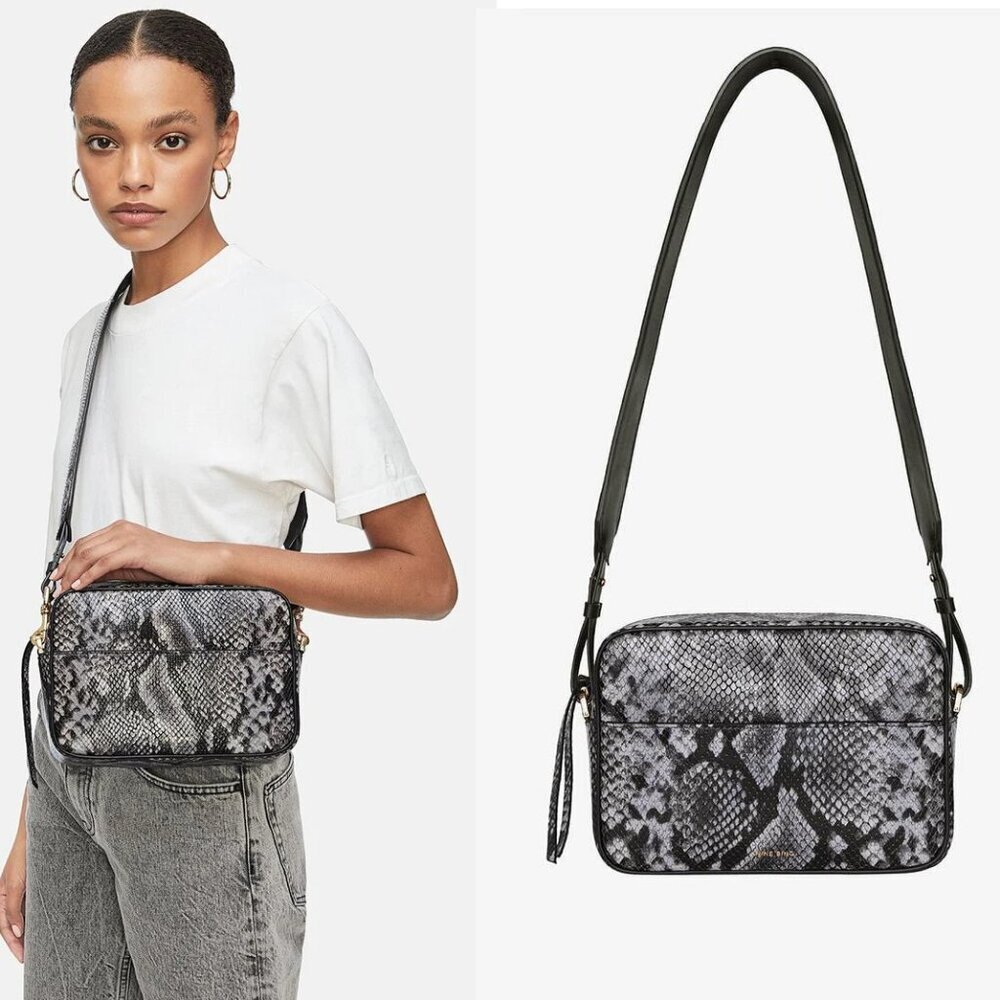 Anine Bing Alice Bag in Cloudy Blue Python